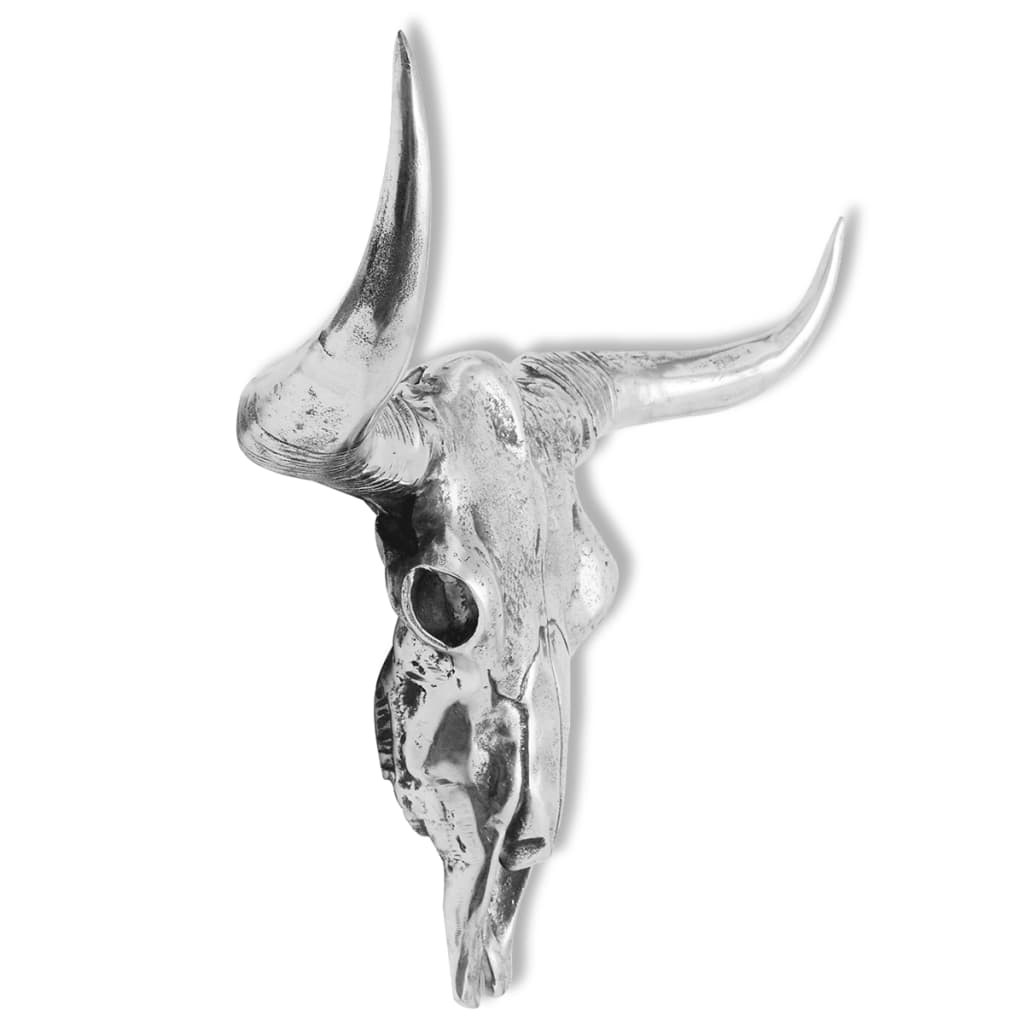 Skull Head Decoration Wall-Mounted Aluminium Silver